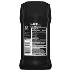 AXE Dark Temptation deodorant stick side view highlighting compact design for travel.