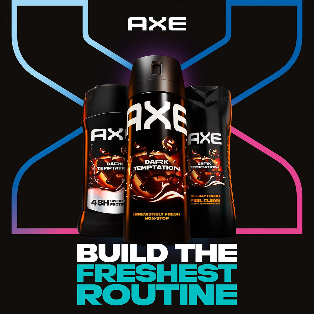 AXE Dark Temptation: mano sosteniendo spray para uso diario.