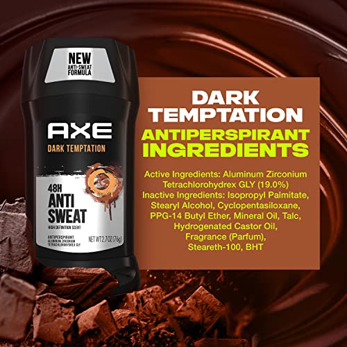 AXE Dark Temptation: barra invisible sin residuos blancos en la ropa.