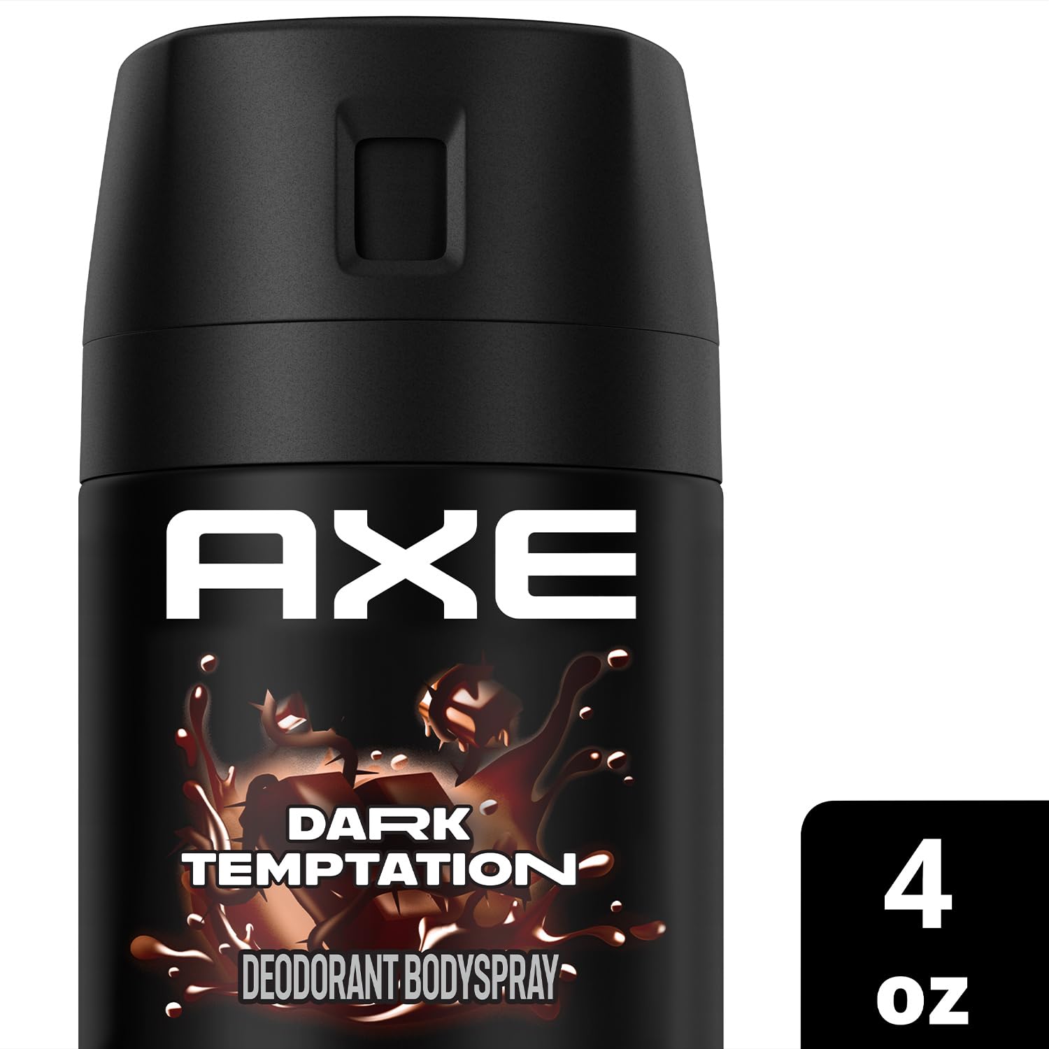 AXE Dark Temptation: silueta frontal sugiere aroma tentador.