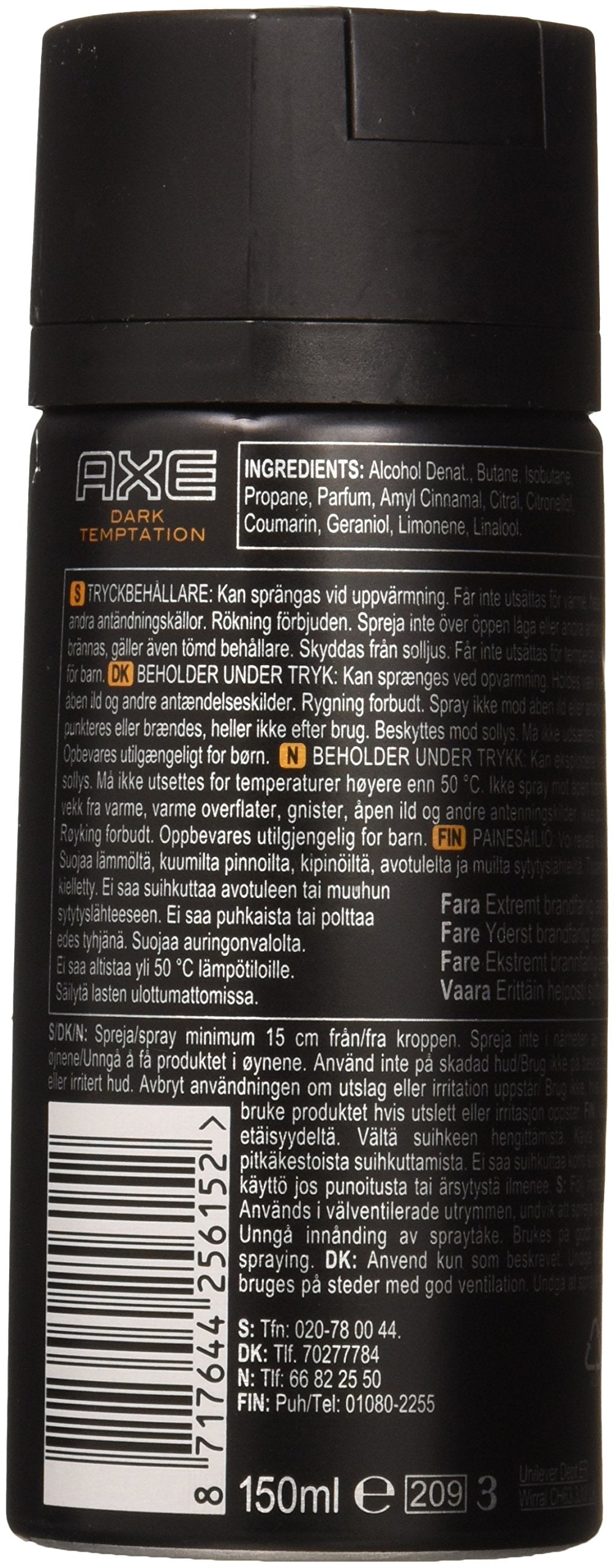 AXE Dark Temptation, aplicación rápida para sensación fresca durante el día