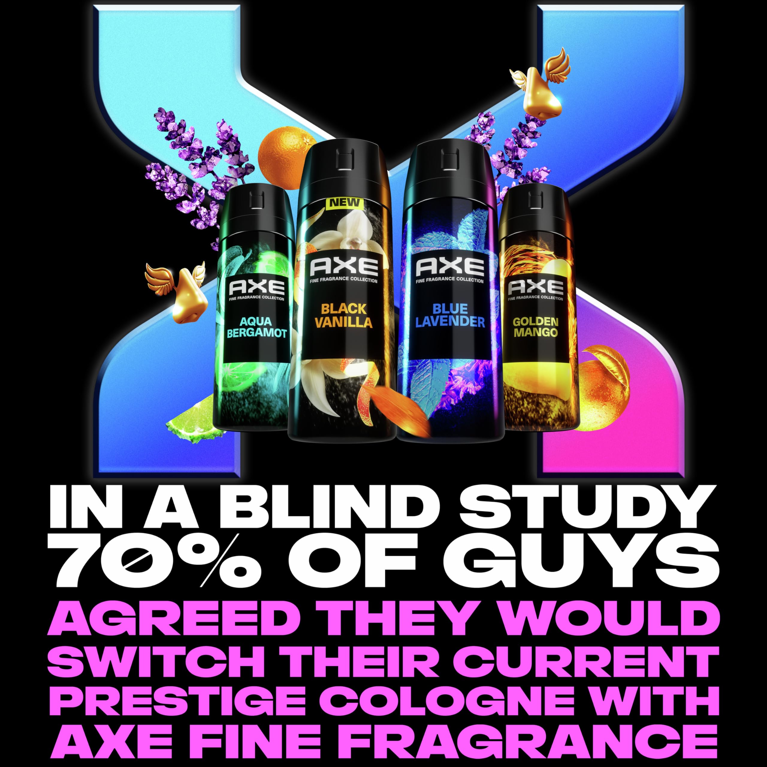 AXE Fine Fragrance Aqua Bergamot pack-shot highlights 72-hour odor protection.