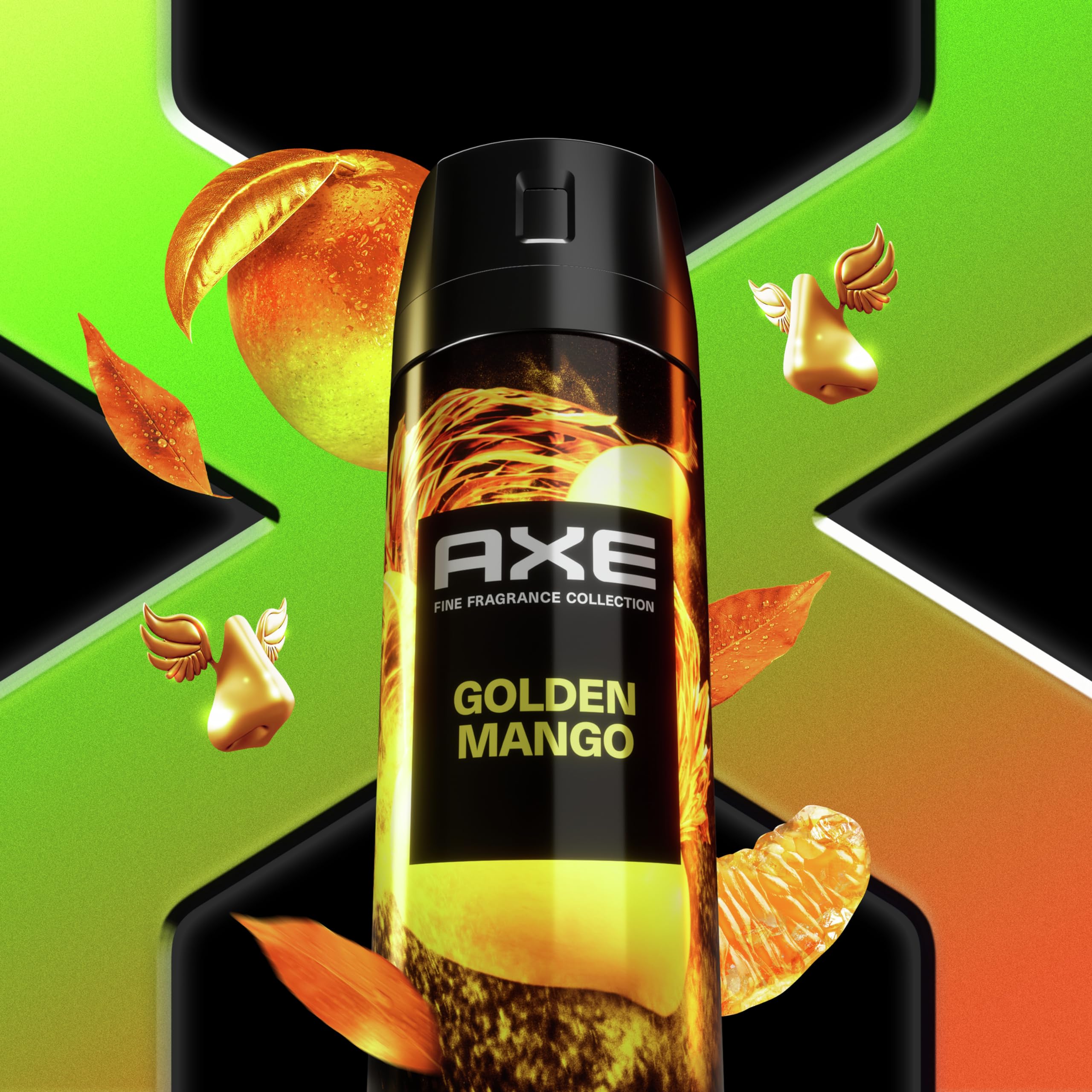 AXE Fine Fragrance Golden Mango bottle with bright, mood-boosting scent.