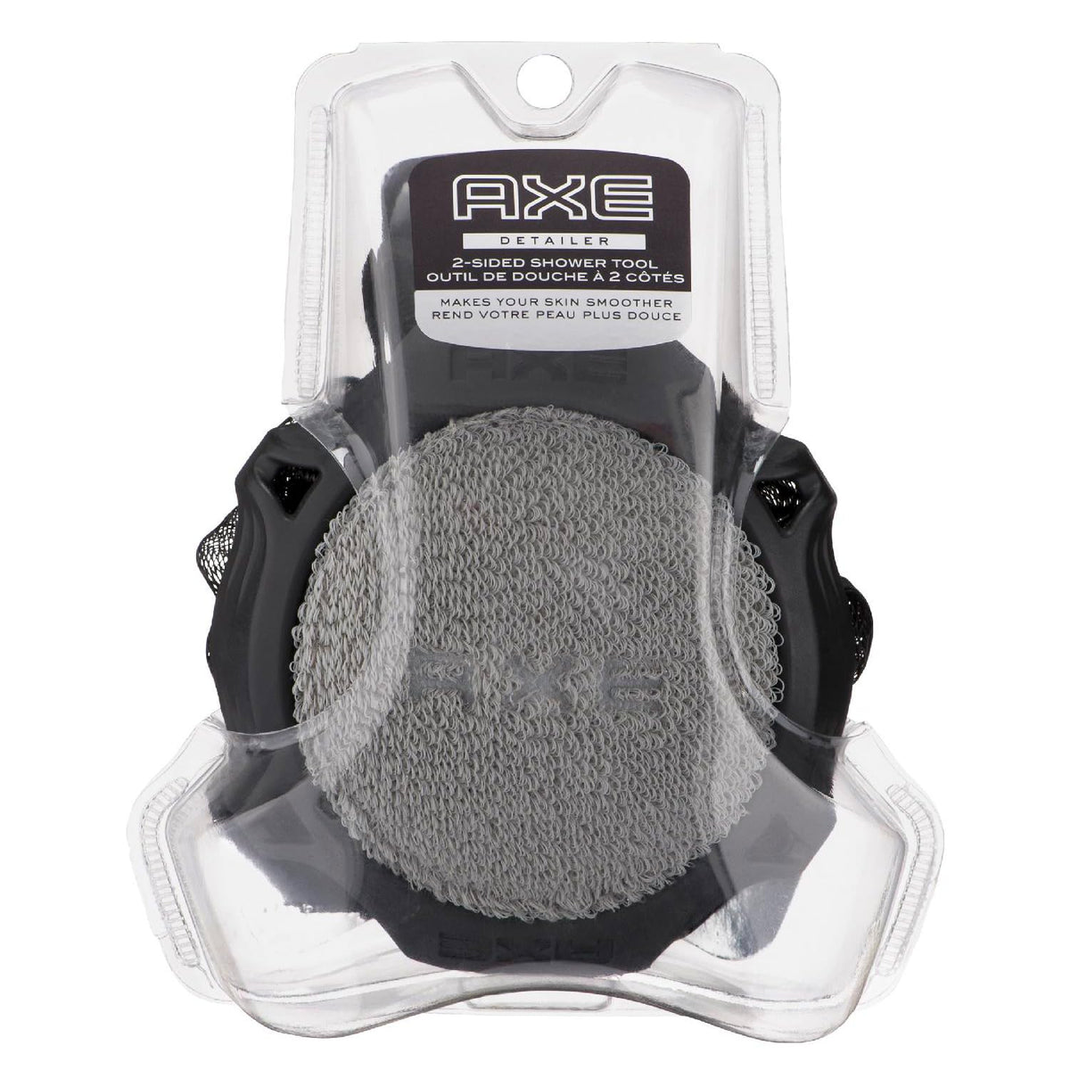 AXE mens shower scrubber detailer front view for exfoliation benefits