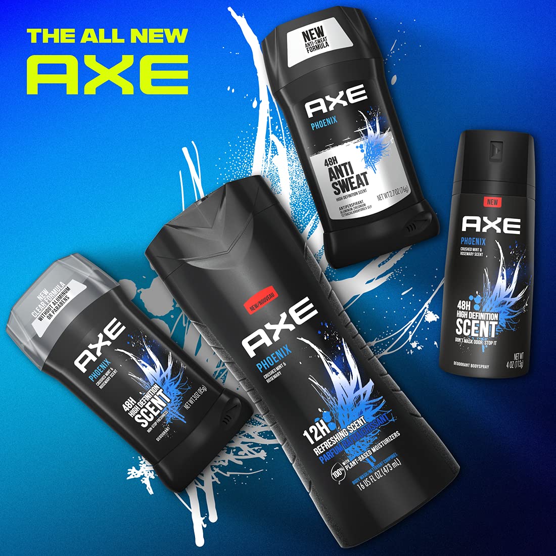 AXE Phoenix 4-pack antiperspirant display highlighting protection