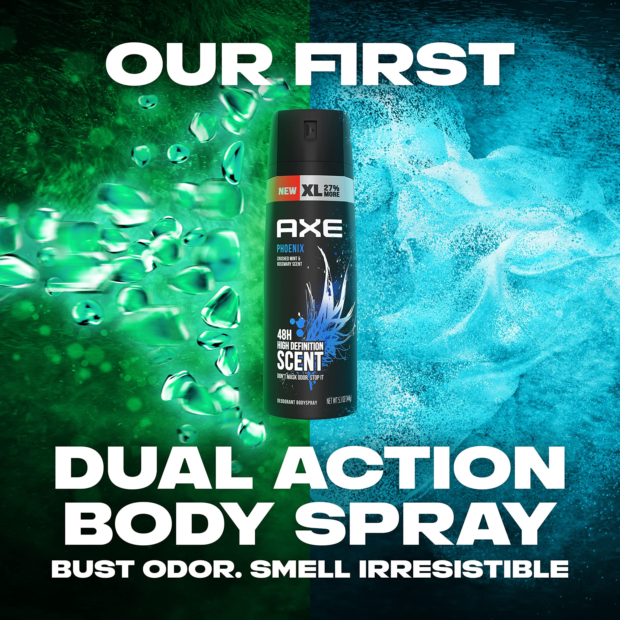 AXE Phoenix crushed-mint rosemary scent close-up.