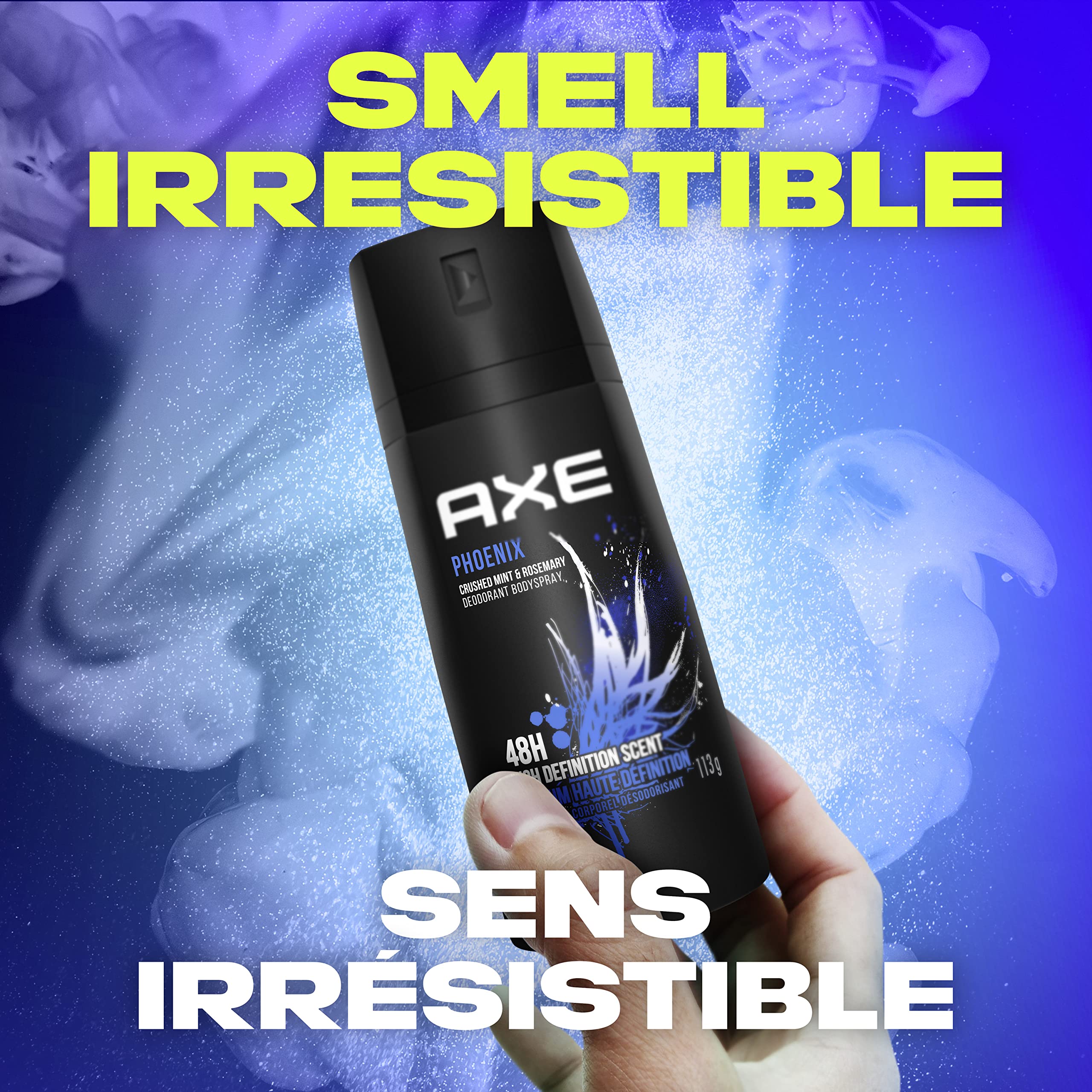 AXE Phoenix cap-off shot shows easy 3-step spray.