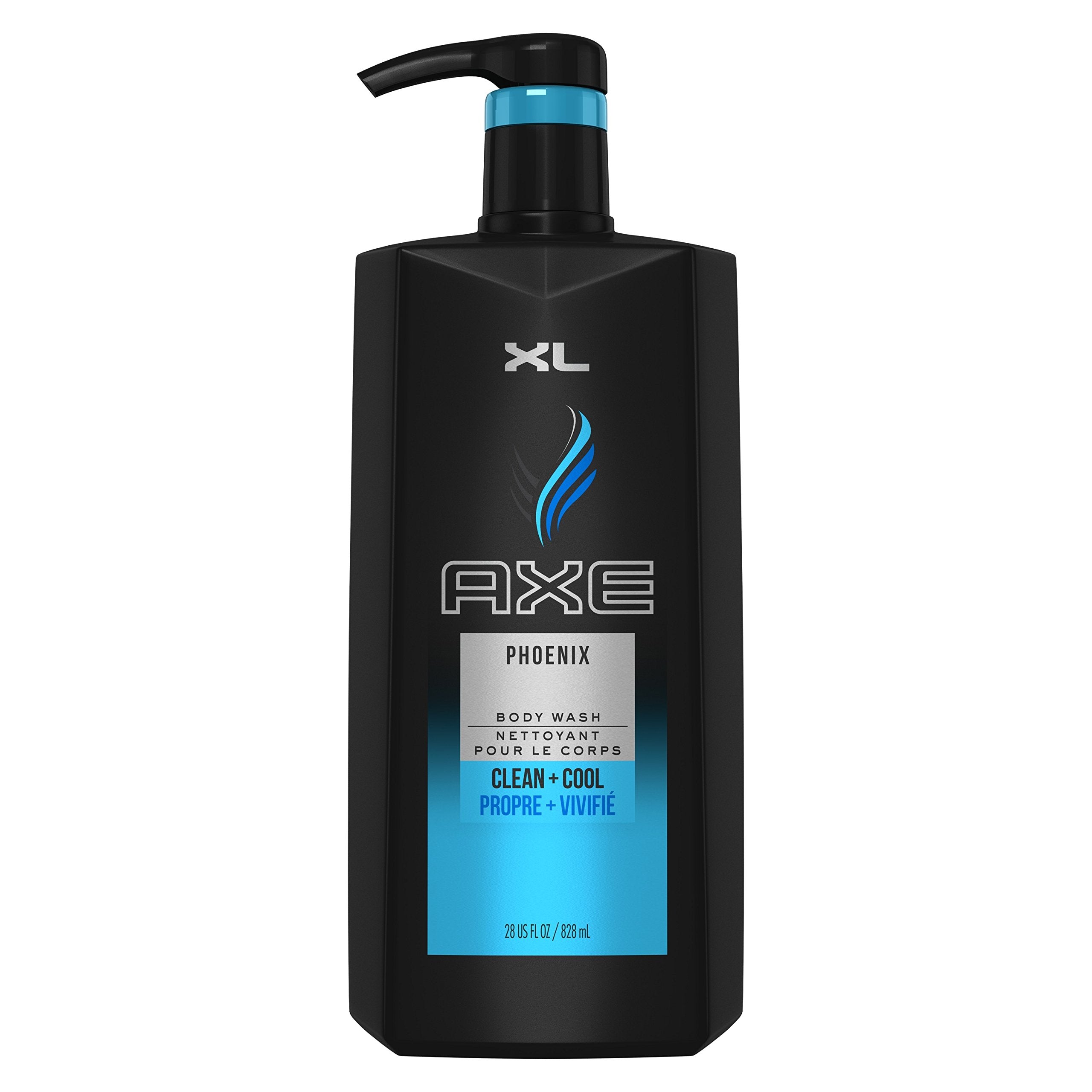 AXE Phoenix body wash bottle with pump for easy dispensing.