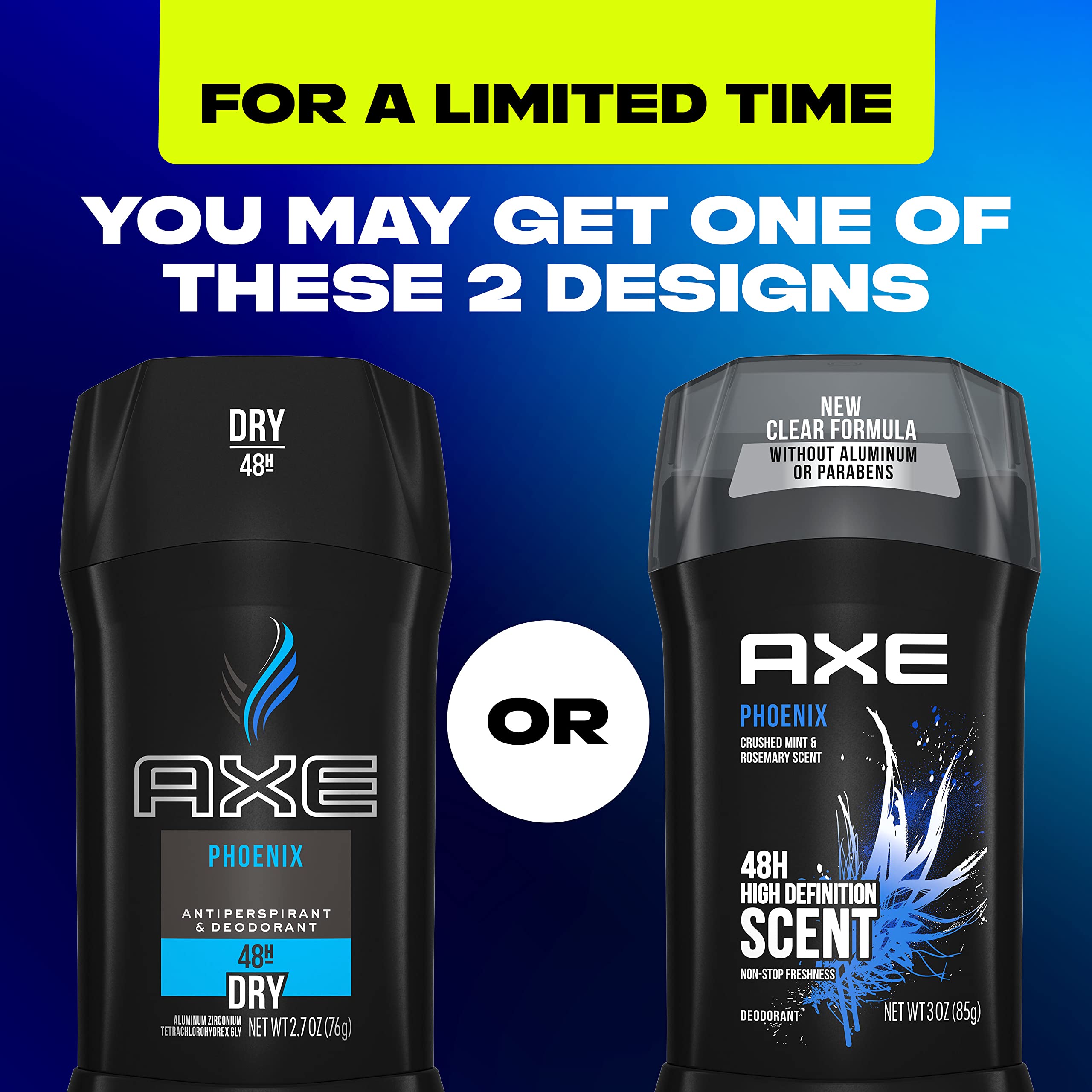 Etiqueta de AXE Phoenix mostrando su formato libre de aluminio.