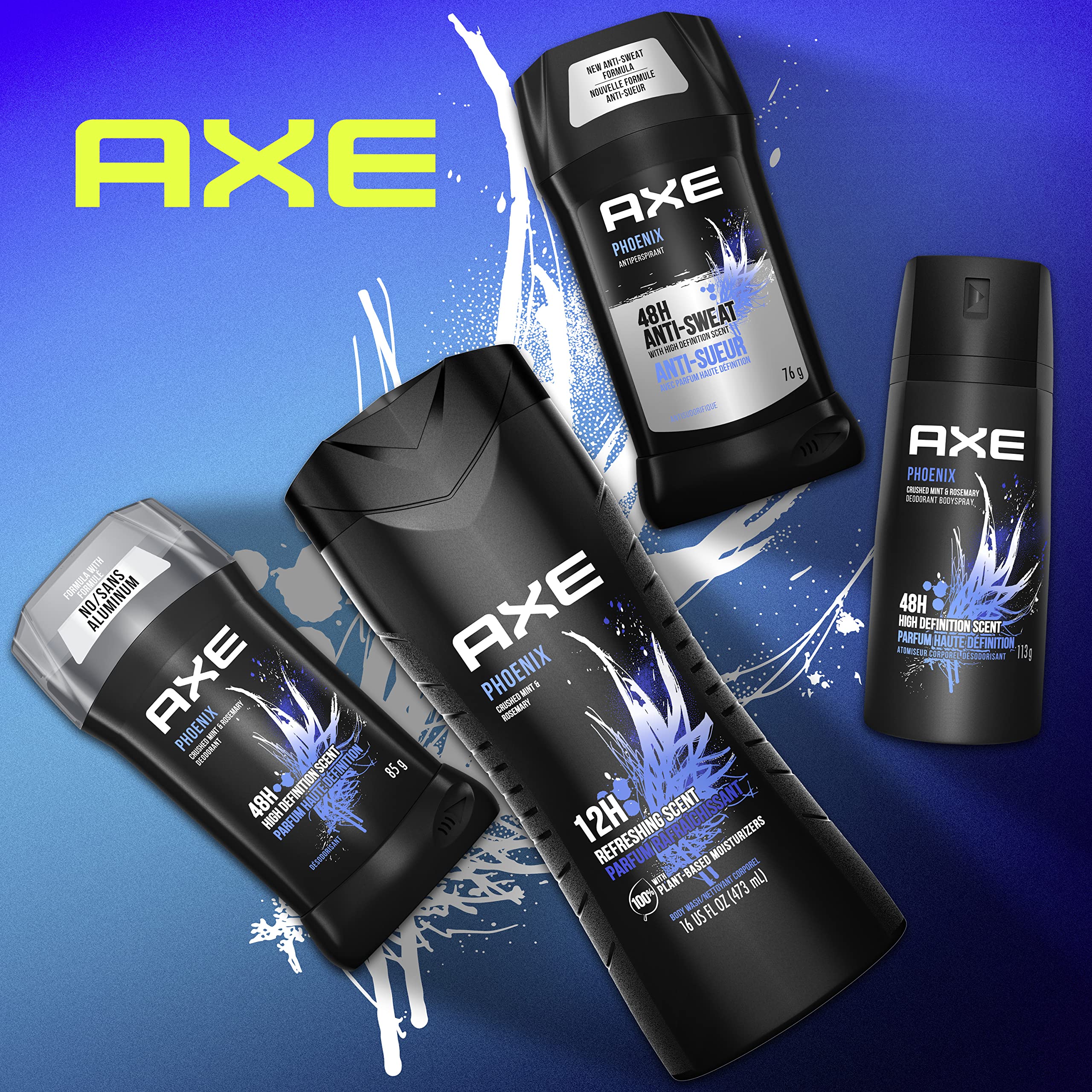 Texto 48h de protección en AXE Phoenix para jornadas completas.