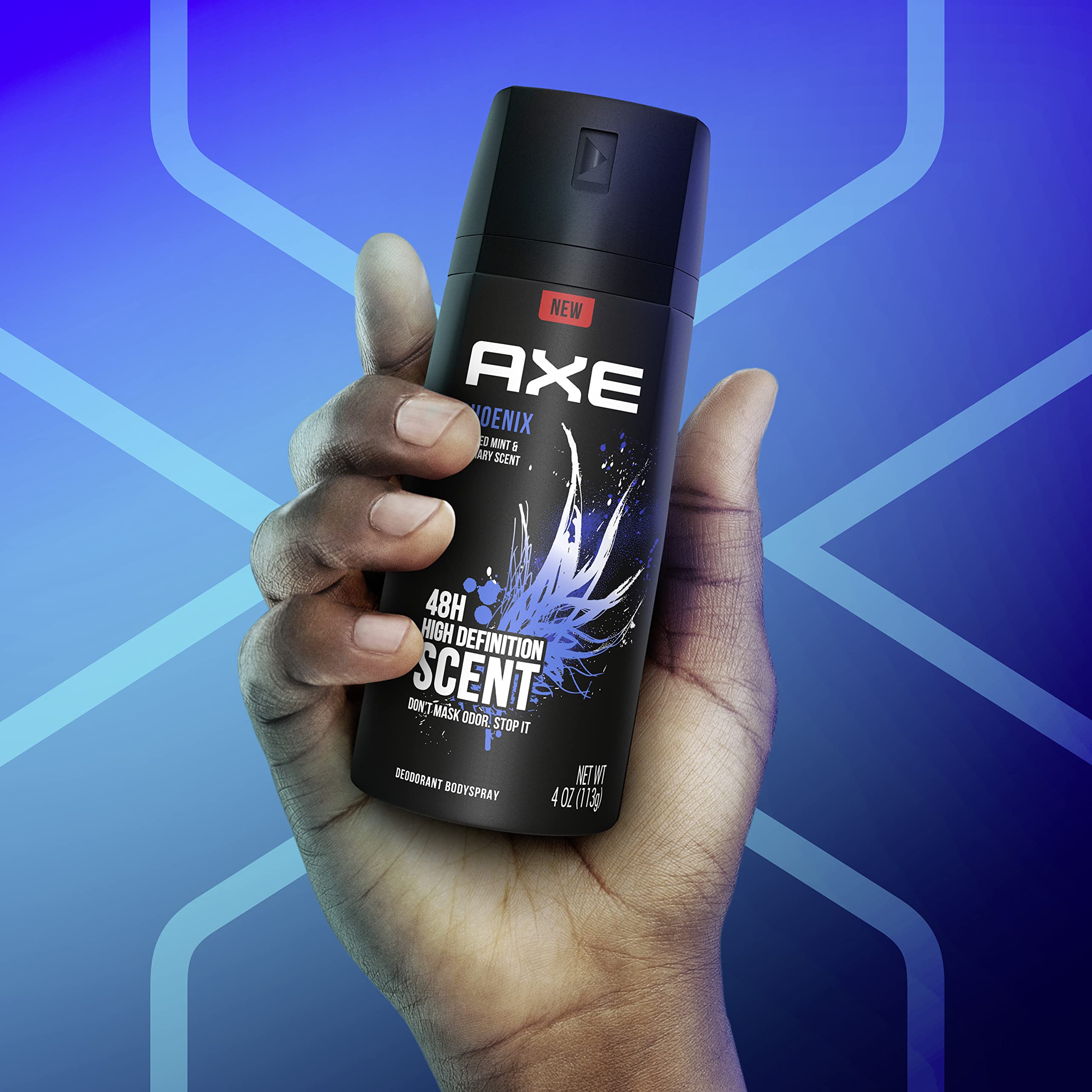 AXE Phoenix mist diffusion close-up highlights herbal notes.