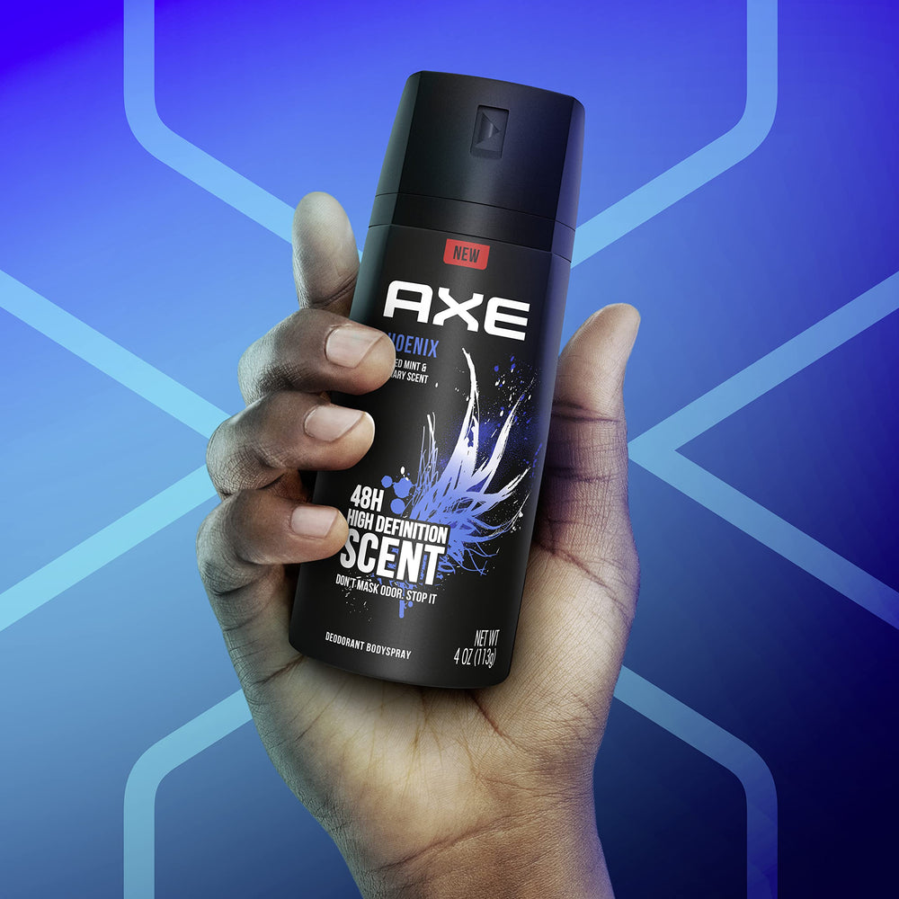AXE Phoenix mist diffusion close-up highlights herbal notes.