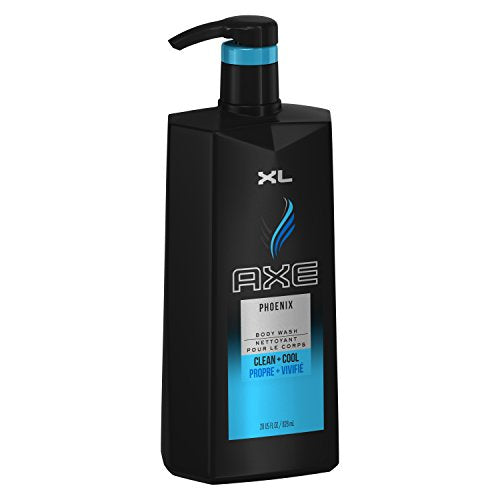 AXE Phoenix 28 oz packaging emphasizes value and pump.