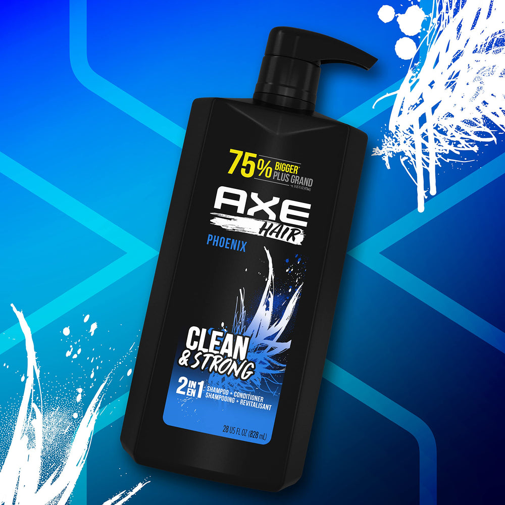Wet hair being washed with AXE Phoenix for a refreshing feel.