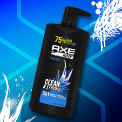 Wet hair being washed with AXE Phoenix for a refreshing feel.