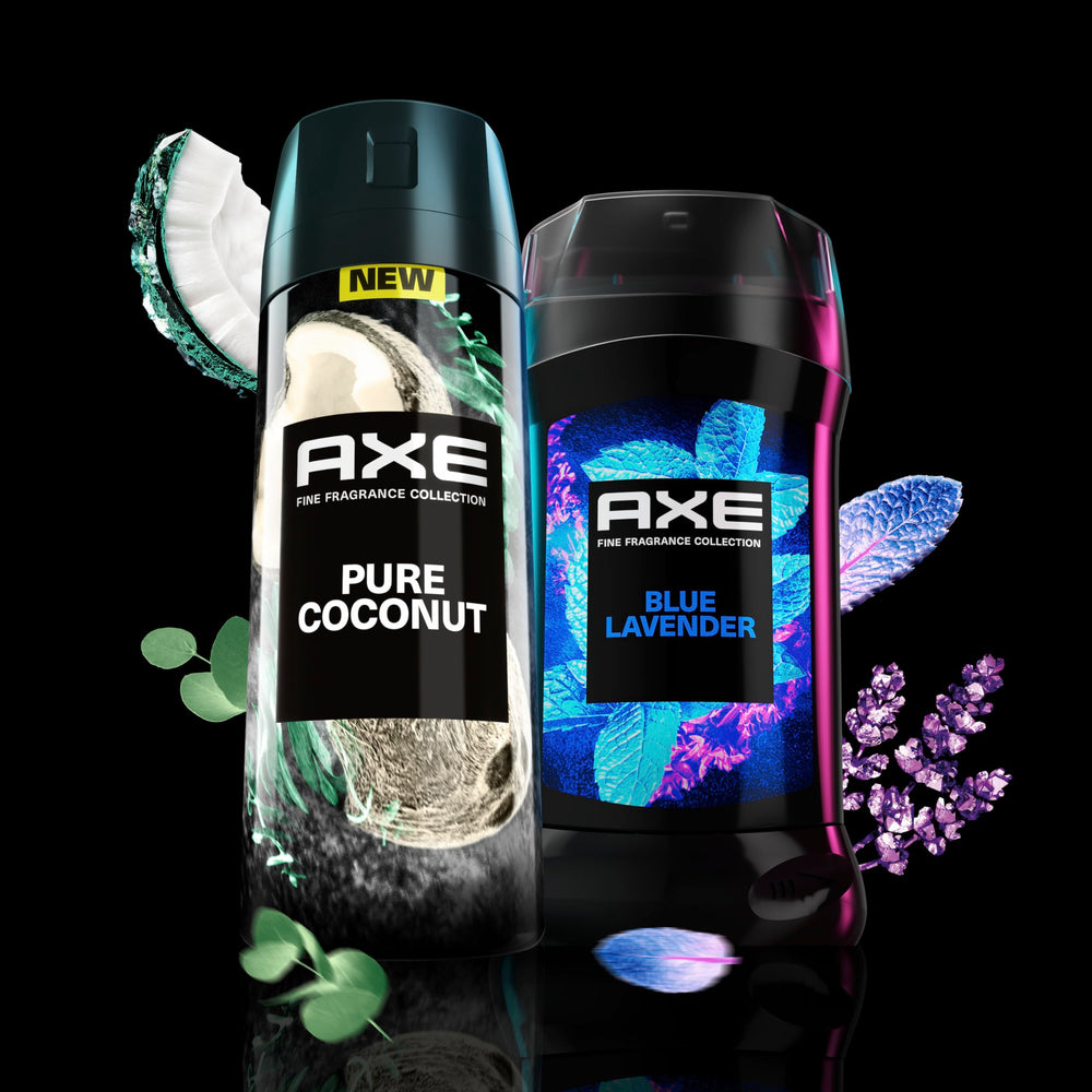 AXE Pure Coconut deodorant essential oils highlight coconut and eucalyptus notes.
