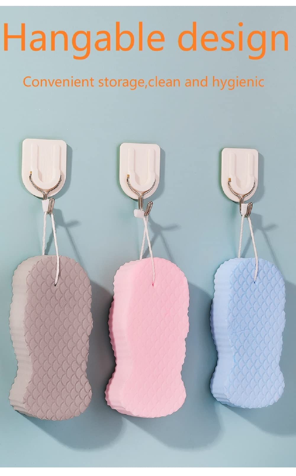 Axnzp exfoliating sponge close-up 3D texture for thorough surface cleaning.