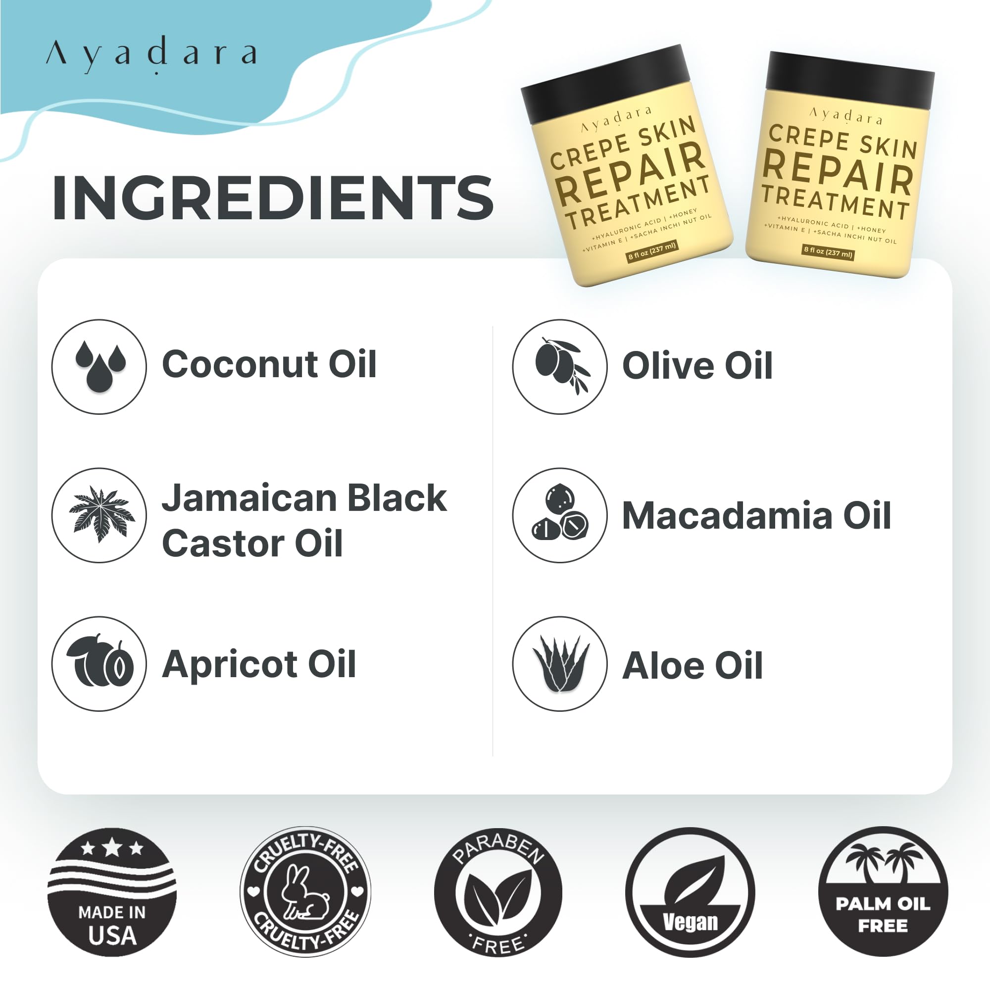 AYADARA penetración profunda mejora elasticidad y textura de la piel.