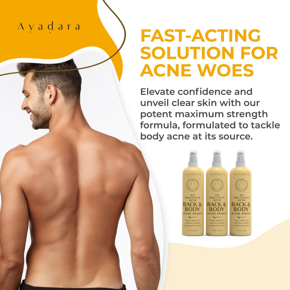 AYADARA three-pack back acne spray convenient, portable treatment in a bundle
