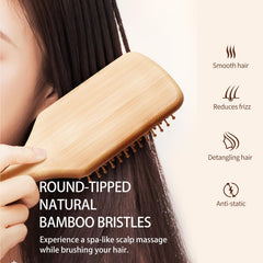 AYCBNB bamboo brush on wet hair use demonstrates safe detangling and reduced breakage
