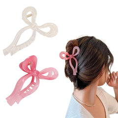 Ayesha Bows Claw Clip in cream securely grips thick hair with a non-slip design.