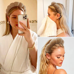 Ayesha Brown Spa Headband with one-size design remains secure during routines.