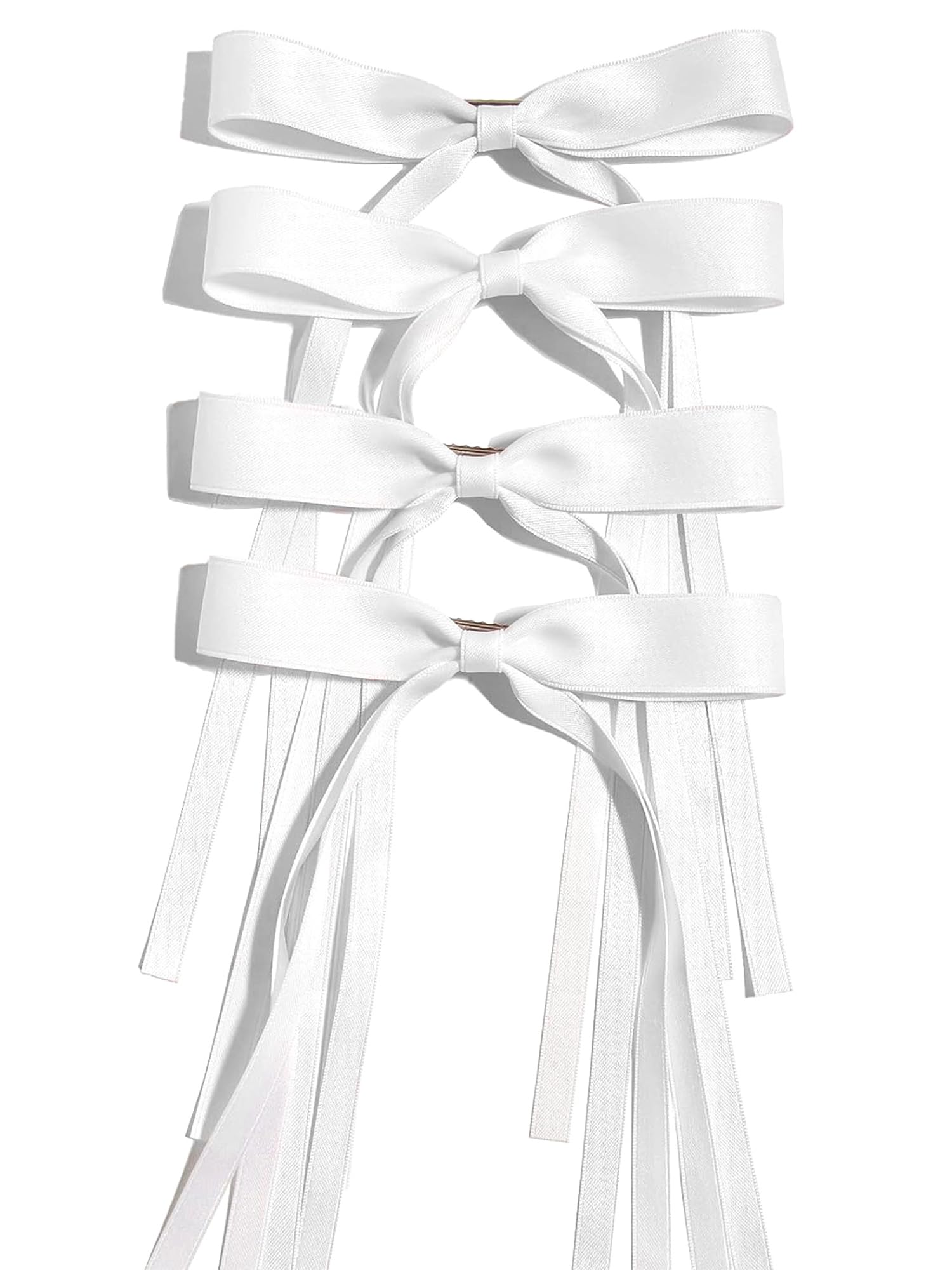 Ayesha white hair bows with long tails clip securely for all-day wear.