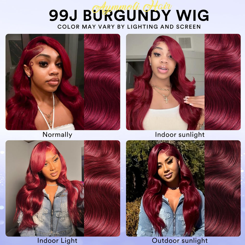 AYMMOLI burgundy wig styled into high ponytail for elegant updo