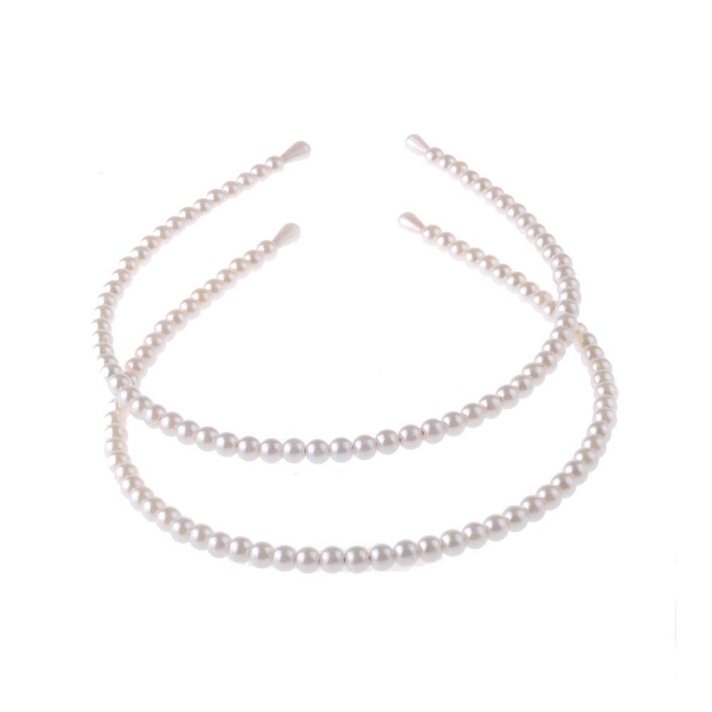 Aysekone diadema de perlas imitación en blanco, ideal para bodas y estilos diarios.