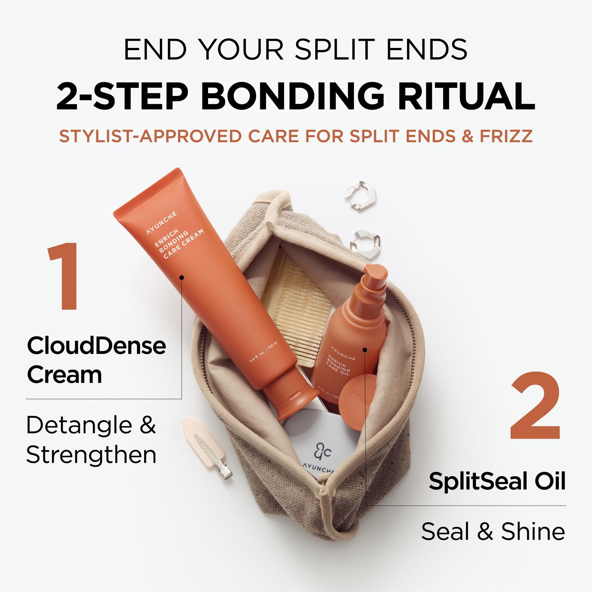 AYUNCHE Enrich Bonding Leave-In Cream controls frizz for smoother strands