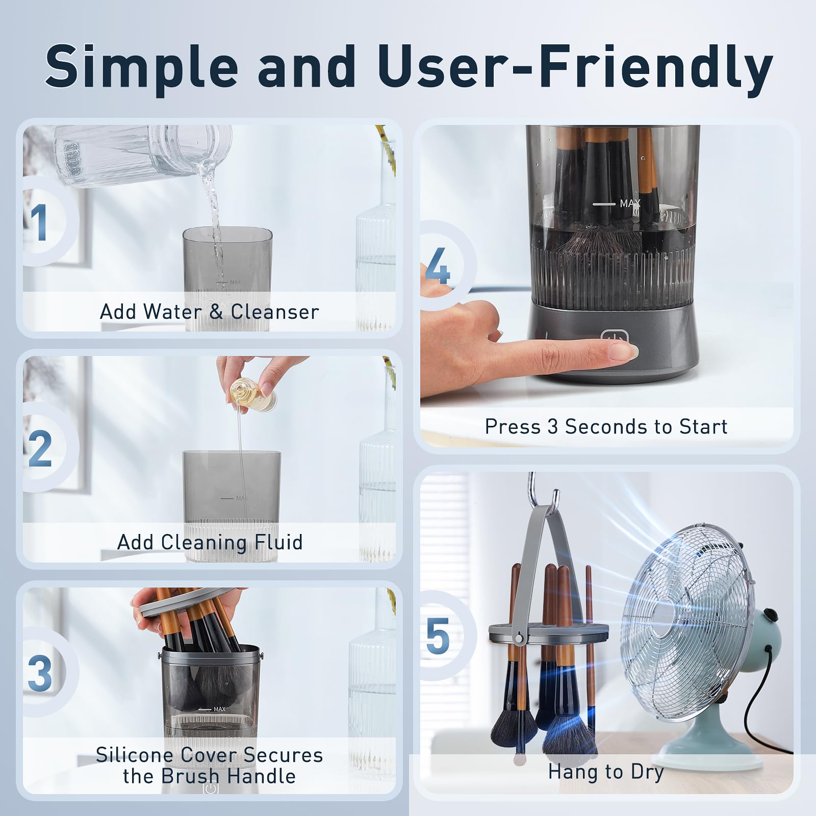 Azang hanging handle makes air-drying convenient after each cleaning session.