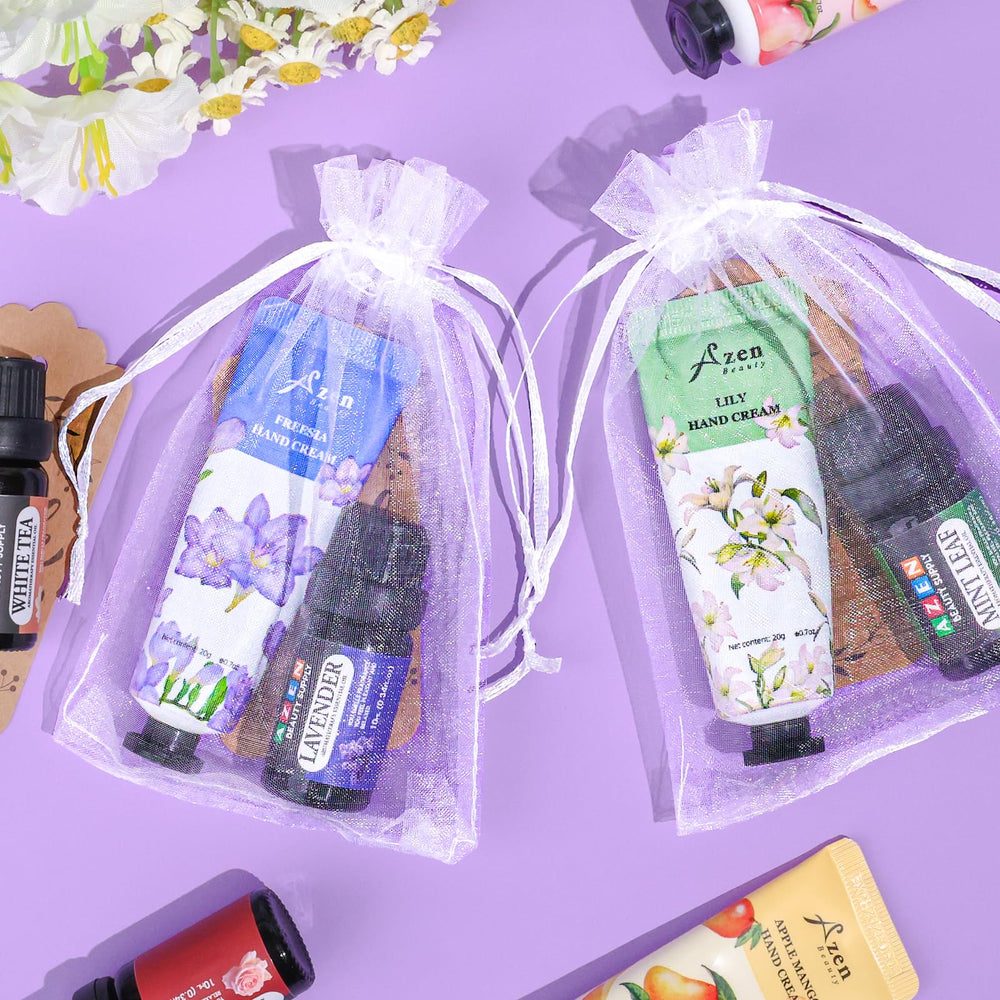 AZEN thank-you labels complete the gift set with a personal touch.