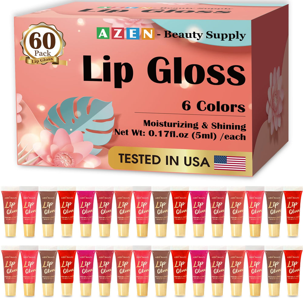 AZEN 60 colors lip gloss set for versatile daily looks and subtle shine