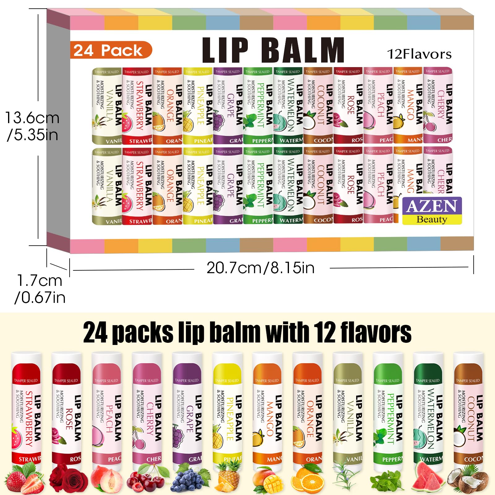 AZEN bálsamo labial sabor cereza para sabor delicioso y labios protegidos