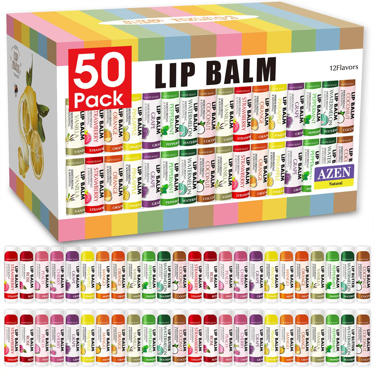 AZEN balsamo labial sabor fresa para hidratacion suave durante el dia