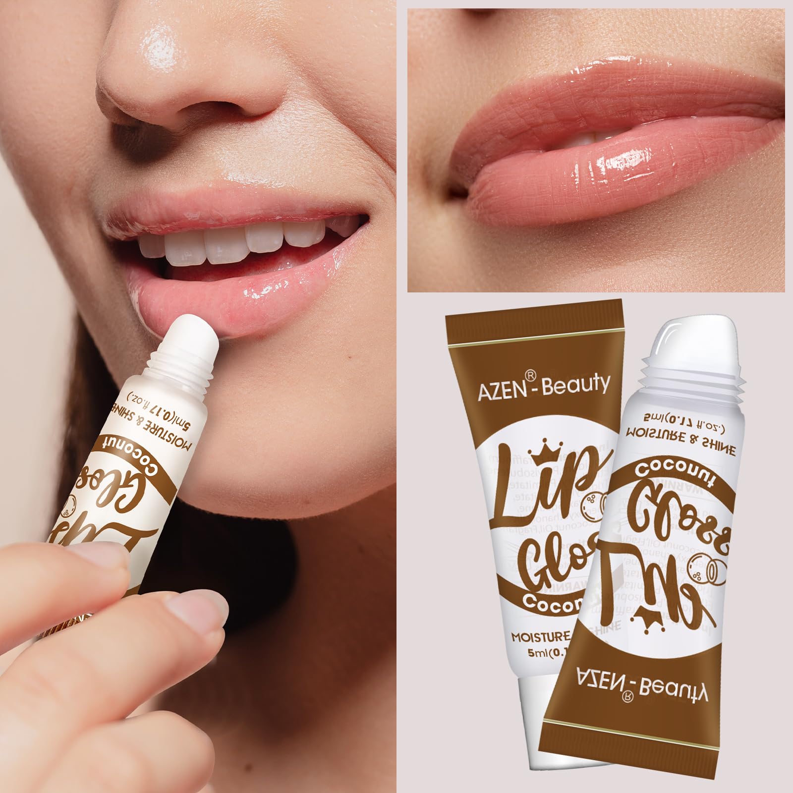 AZEN brillo labial de alto brillo para look diario
