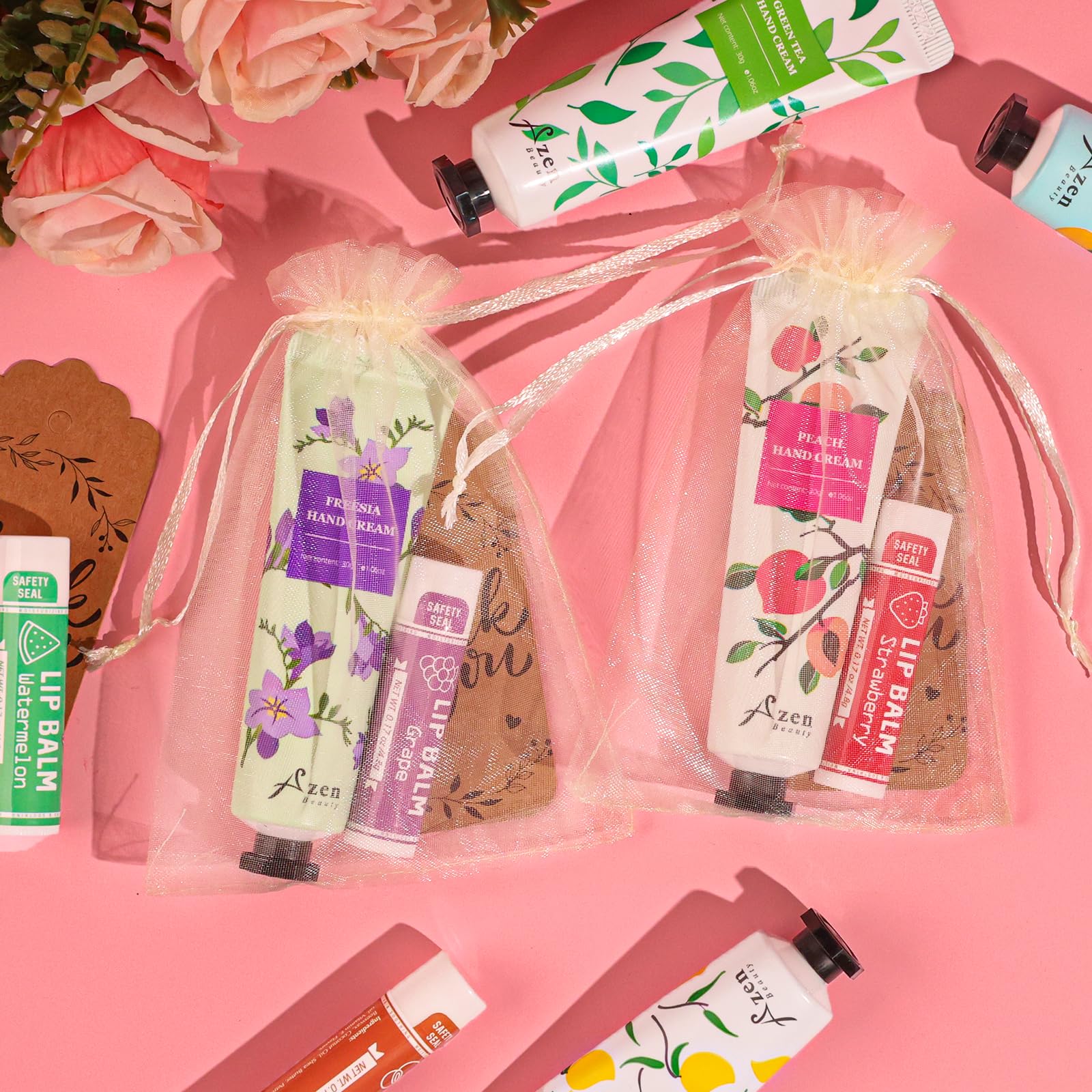 AZEN thank-you labels for a polished wedding favor look
