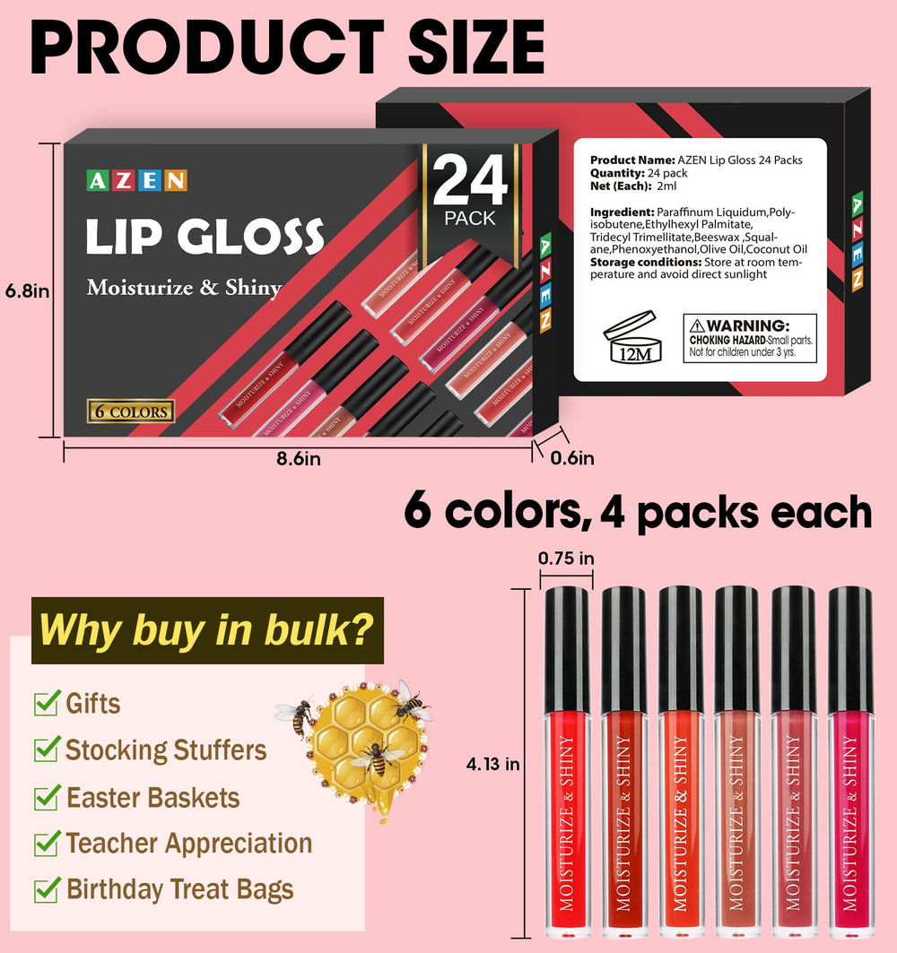 AZEN gloss helps lips feel soft and comfortable on dry lips.