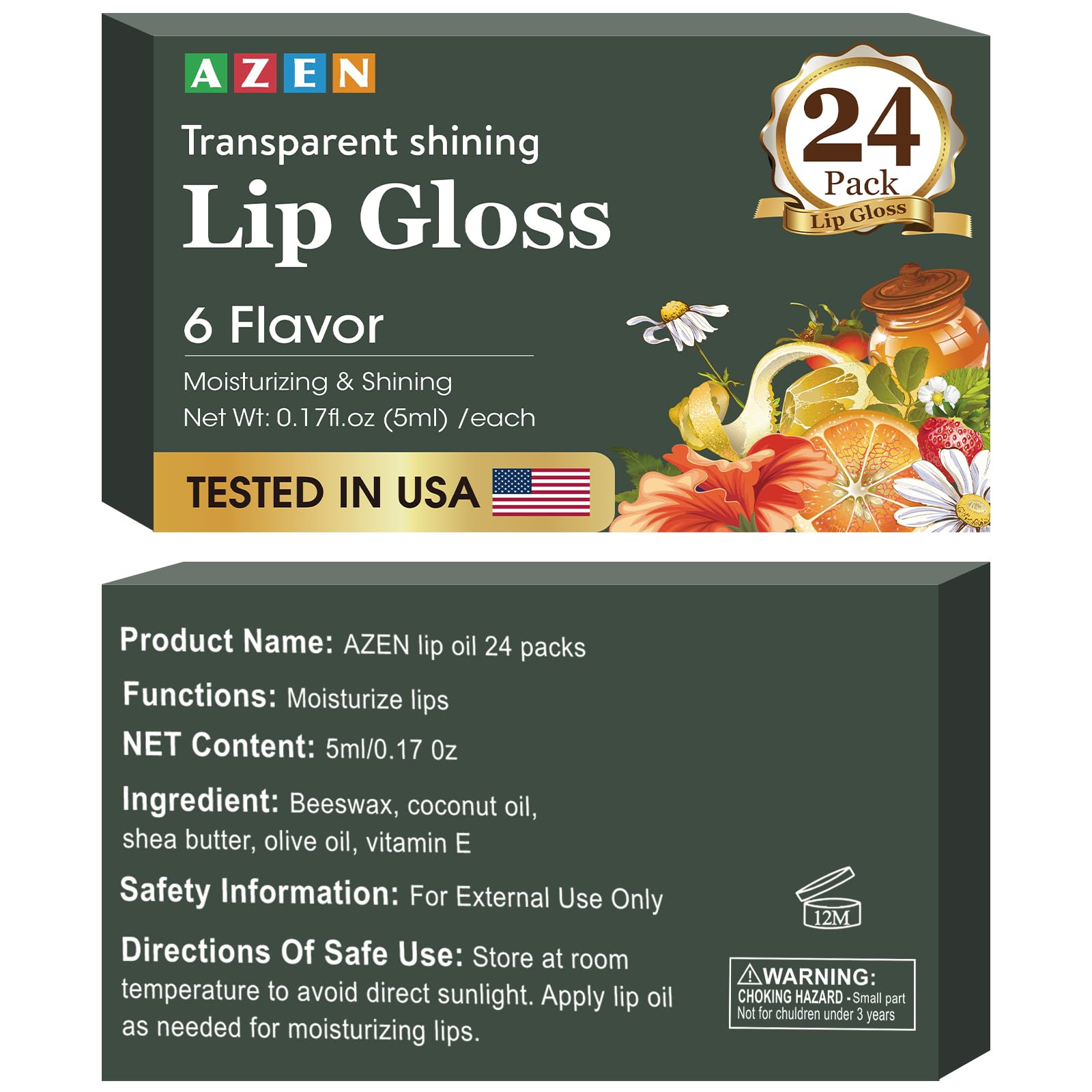 AZEN brillos labiales sabor uva, hidratación ligera