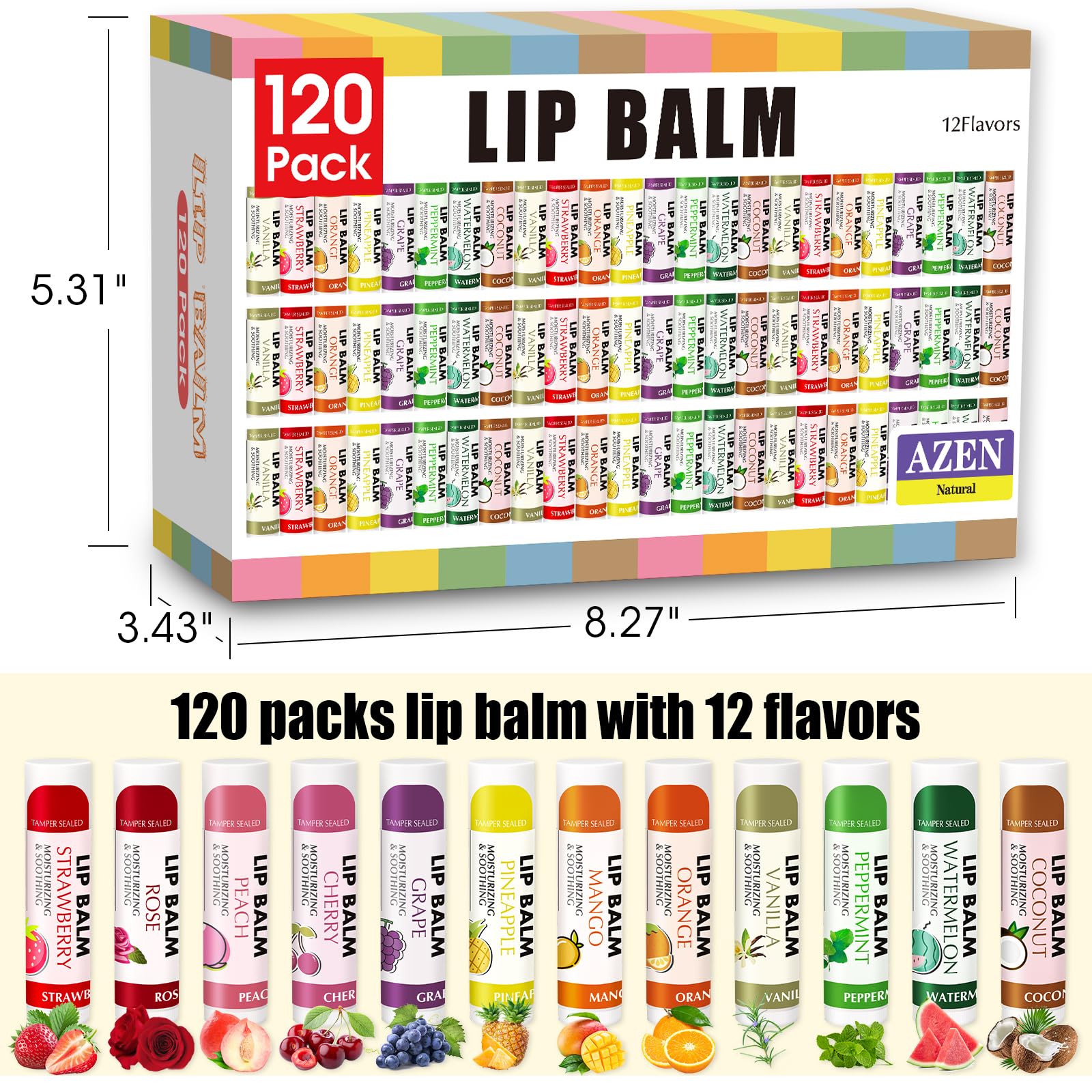 AZEN lip balm cherry flavor for moisturized, soft lips.