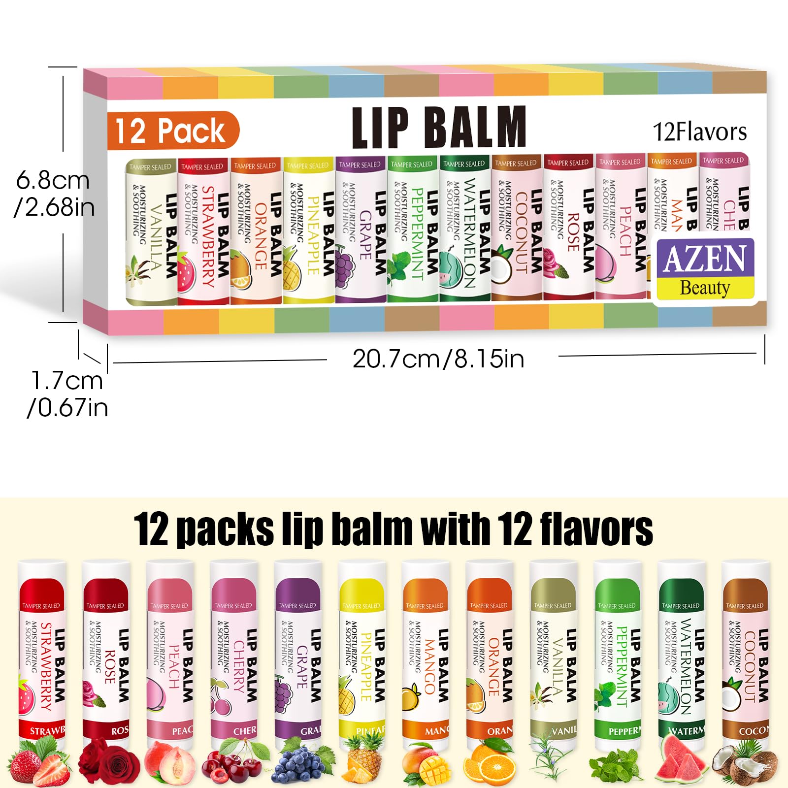 AZEN cherry flavor lip balm with rich color and soft lips.