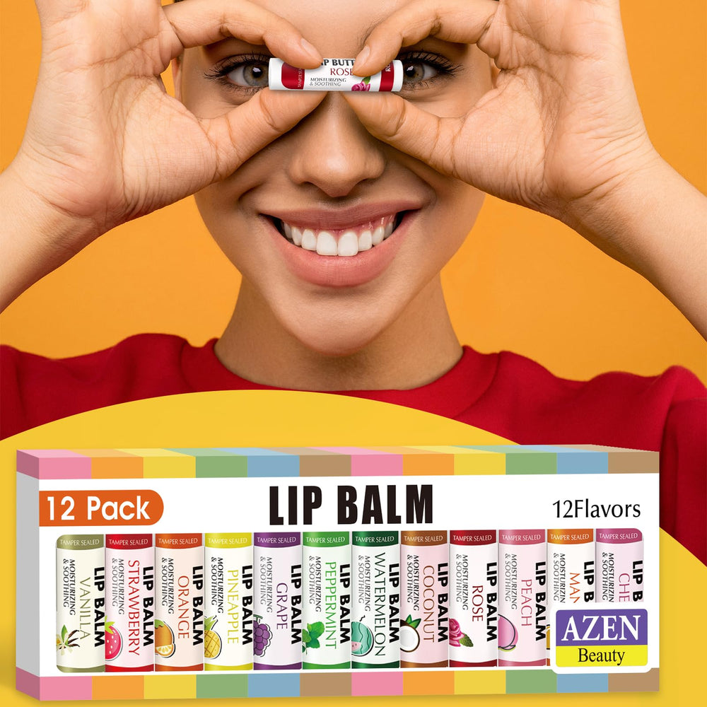 AZEN rose flavor lip balm, subtle floral scent and conditioning moisture.