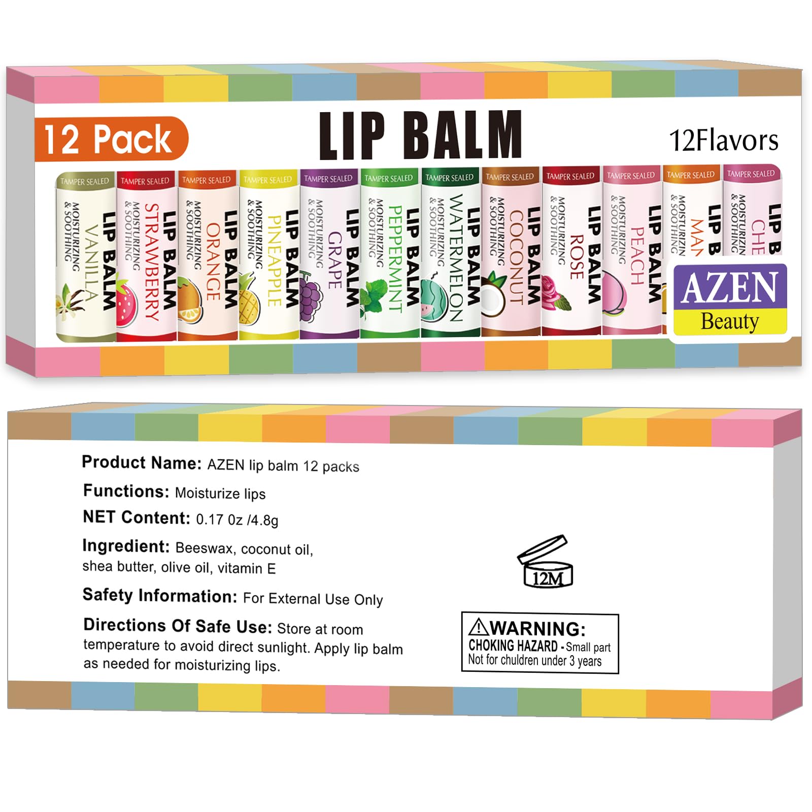 AZEN vanilla flavor lip balm offering warm aroma and smooth lips.