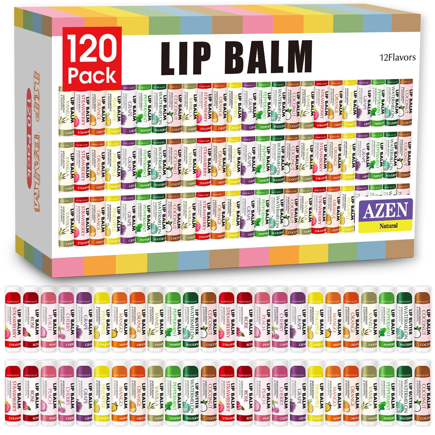 AZEN lip balm strawberry flavor for daily hydration and smooth lips.