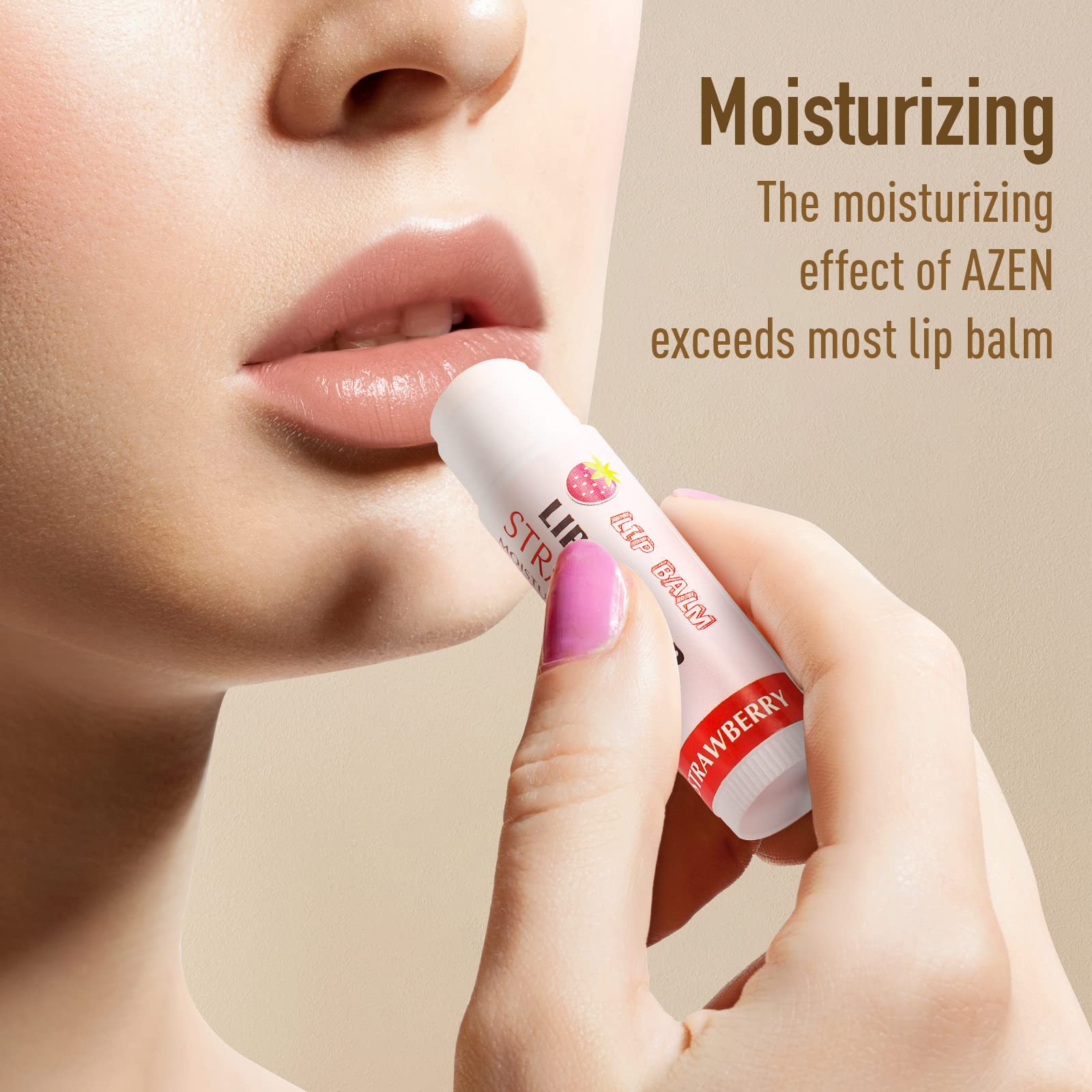 AZEN lip balm watermelon flavor provides refreshing moisture for dry lips.