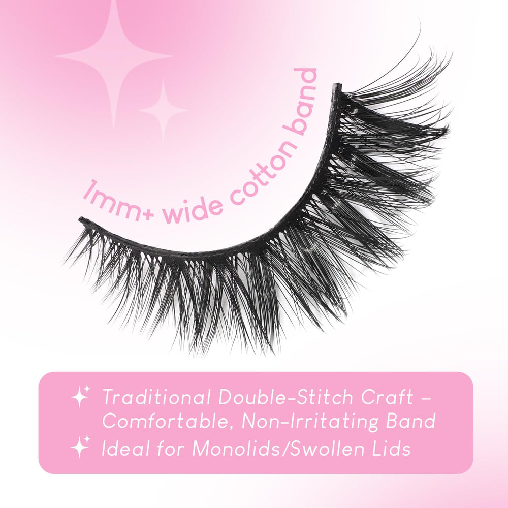 Azenlo 3D fluffy cat-eye strip showcased for effortless fluttery volume.