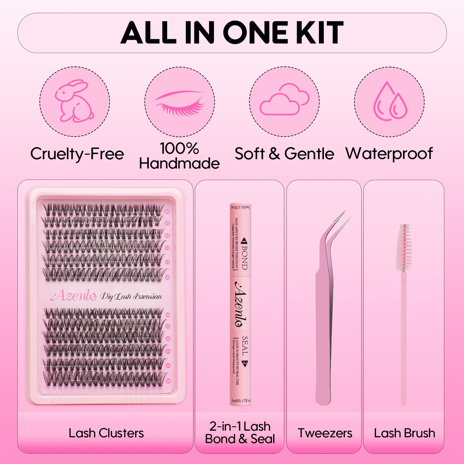 Azenlo at-home DIY lash extension kit for quick enhancement.