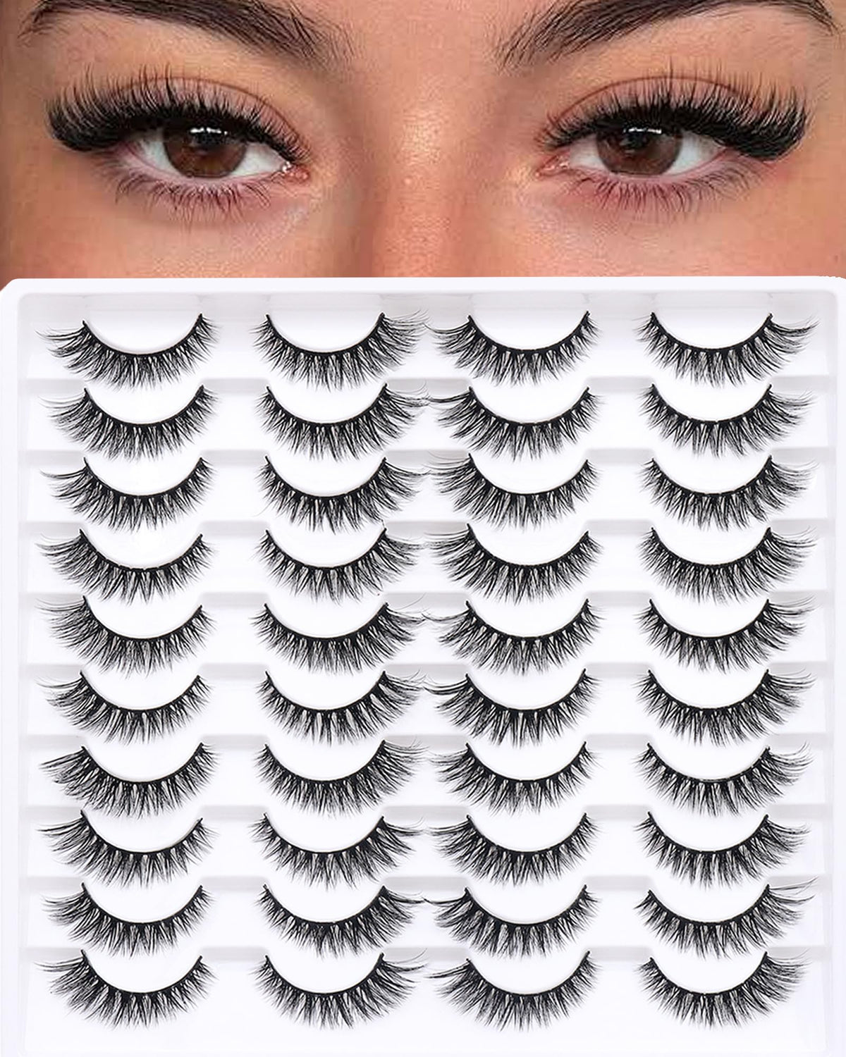 Azenlo false eyelashes wispy 14mm cat-eye for natural daily enhancement.