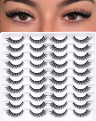 Azenlo false eyelashes wispy 14mm cat-eye for natural daily enhancement.