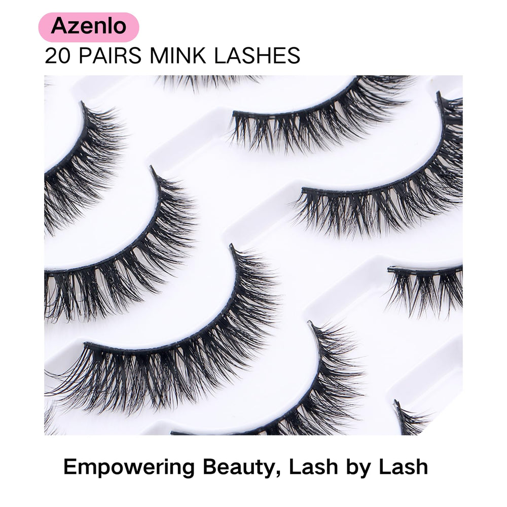 Azenlo faux mink strip lashes for all-day comfort and natural fullness.
